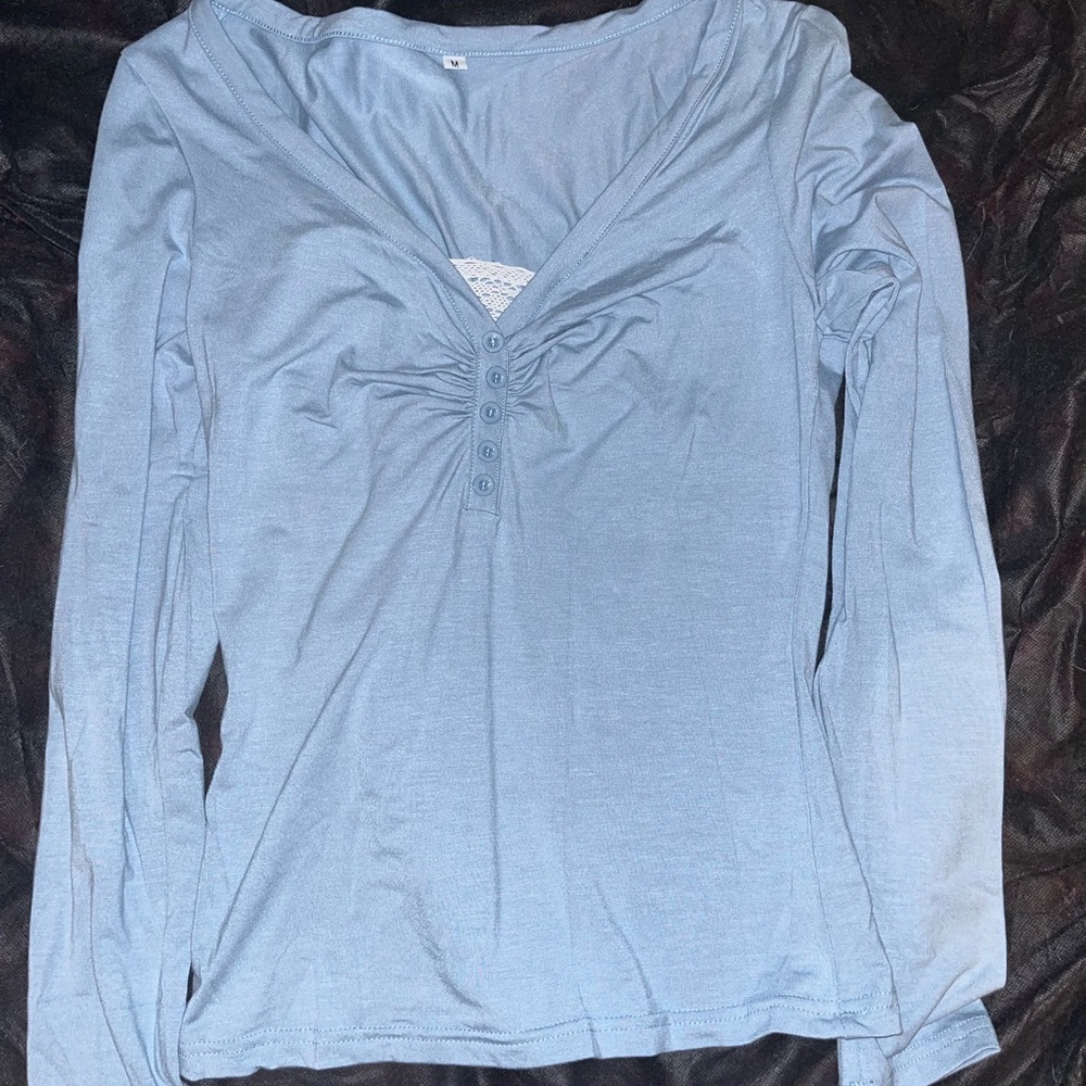 Women's Blue Long Sleeve Top